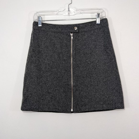 Madewell Gray Wool Blend Studio Zip A-Line Skirt Style F9118 Size 4 - Picture 2 of 9